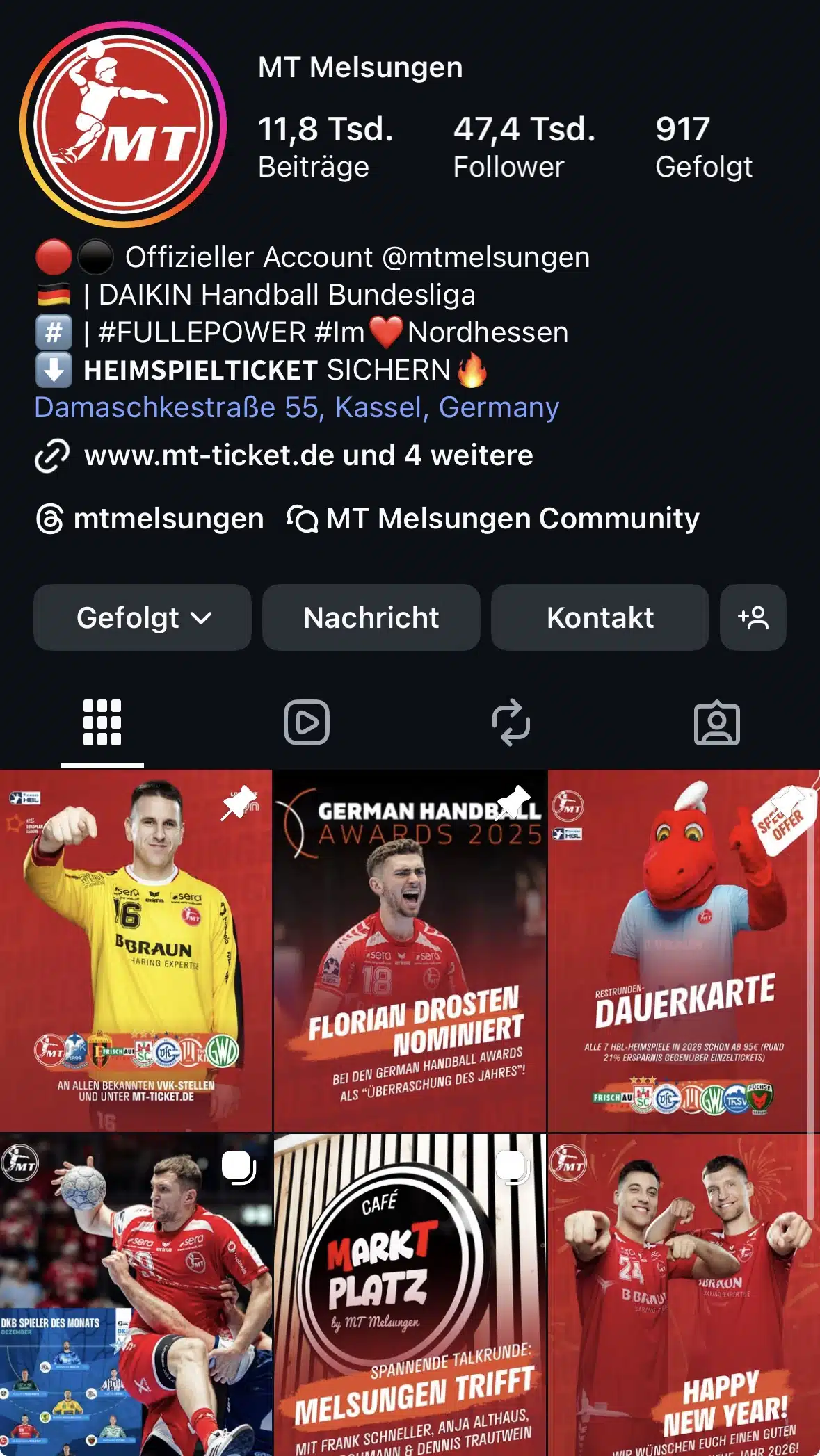 instagram_mtmelsungen mt melsungen, instagram, handball. 1. bundesliga, fullepower, nordhessen